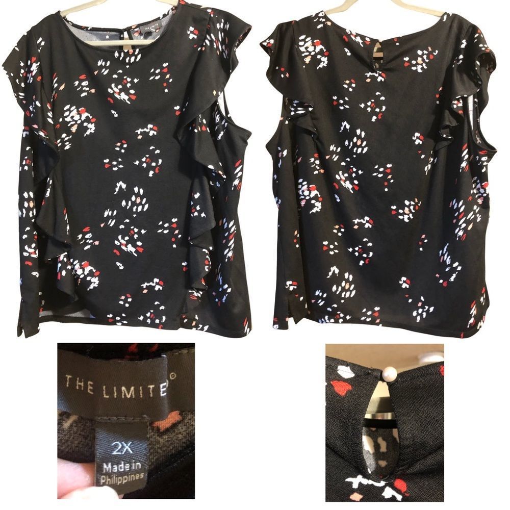 The Limited 2X Flutter Sleeve Blouse